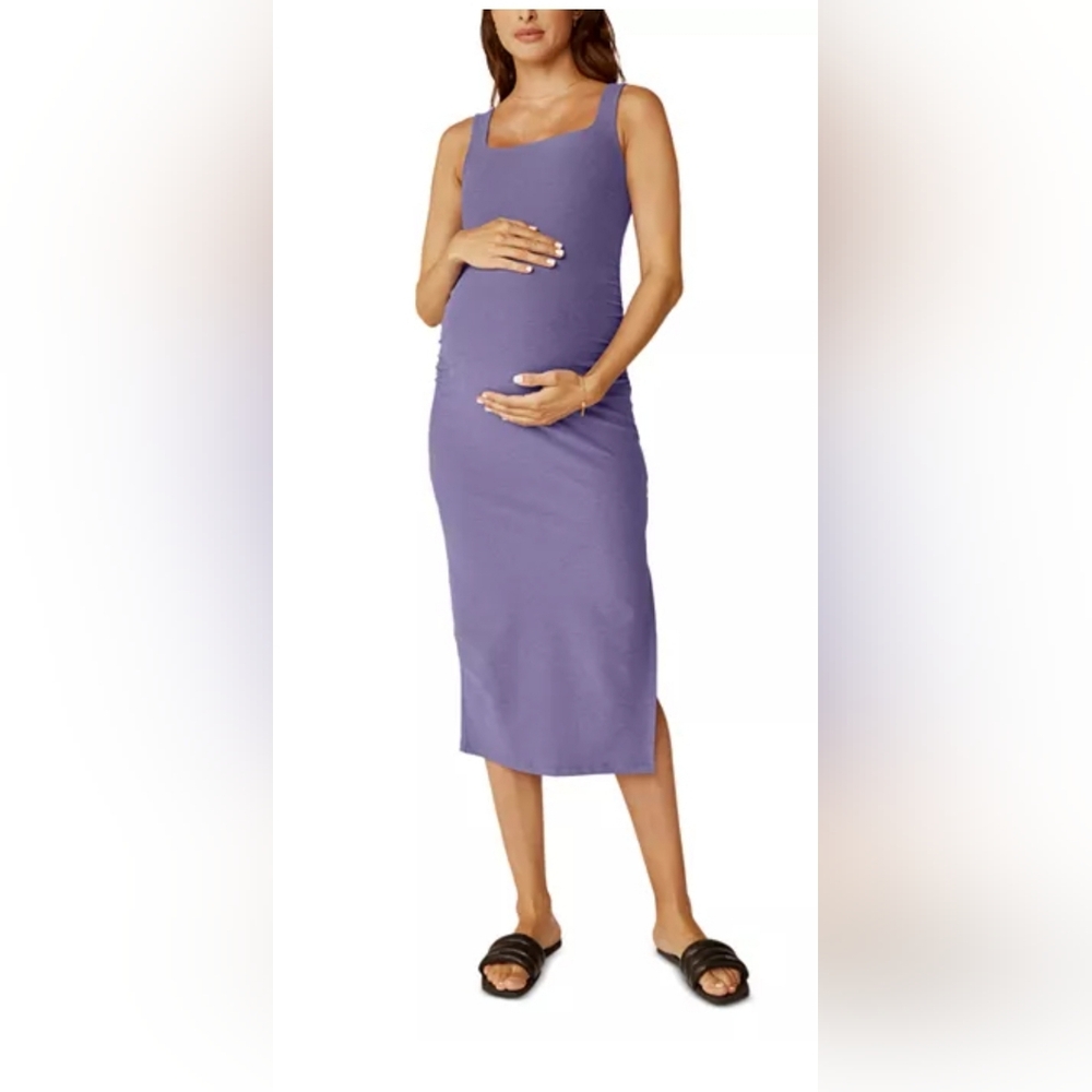 Spacedye Icon Maternity Dress - Indigo Heather